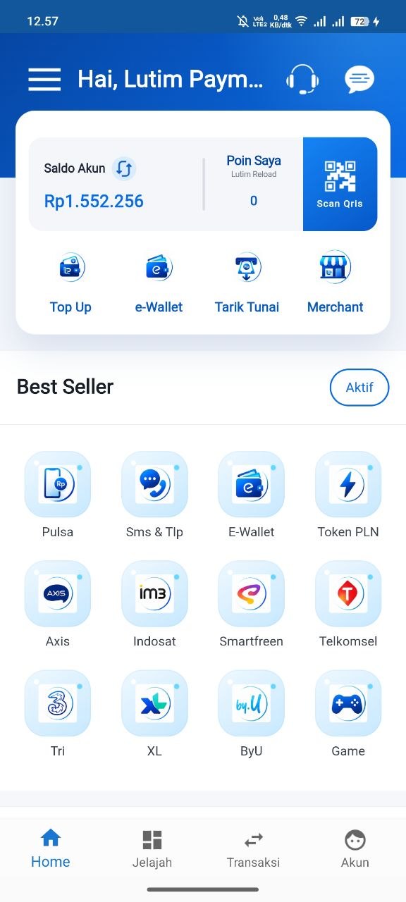 Tampilan Aplikasi Lutim Payment